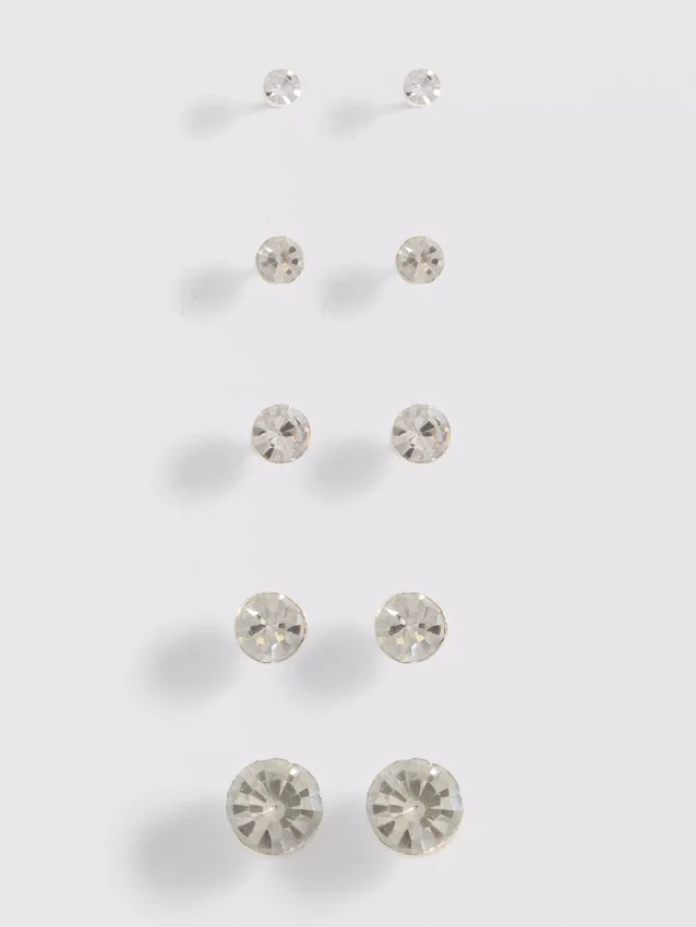 5pk gem stud earrings