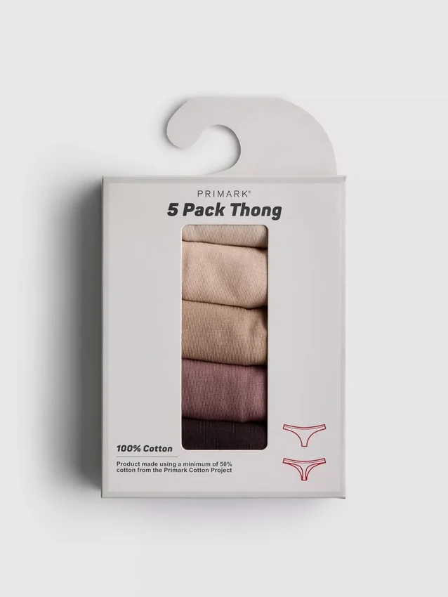 5pk neutral cotton thongs