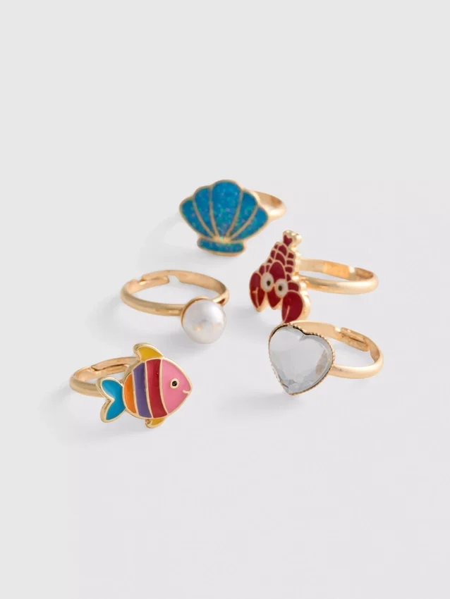 5pk sea charm rings
