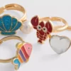 5pk sea charm rings
