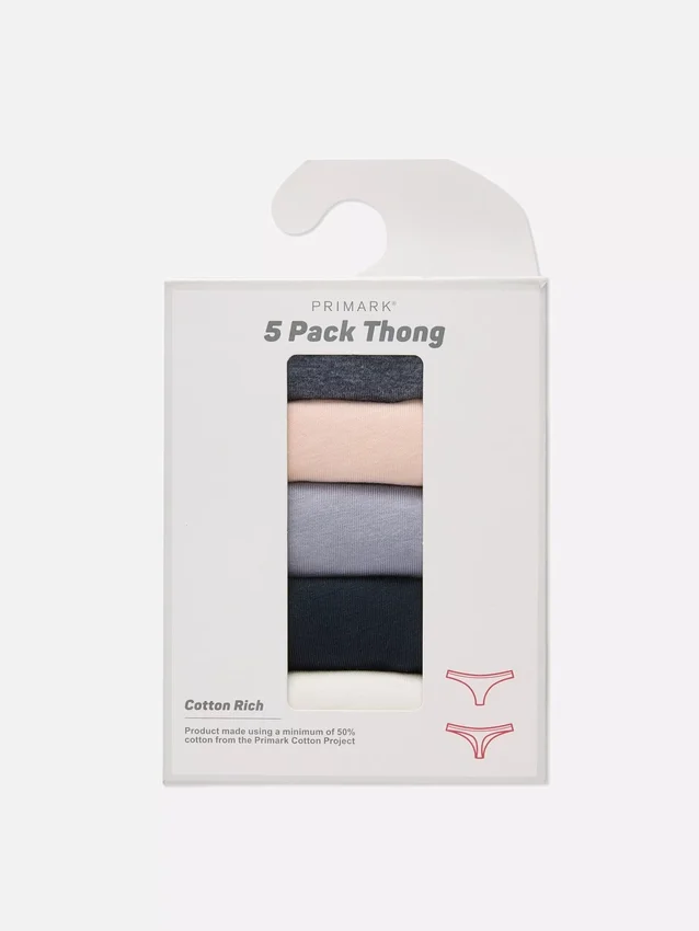 5pk solid color thongs