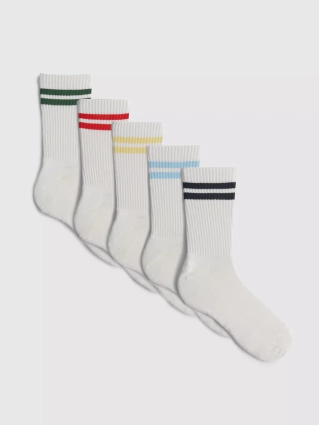 5pk stripe crew socks