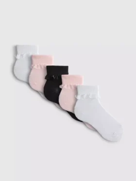 5pk tulle trim ankle socks