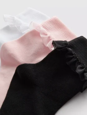 5pk tulle trim ankle socks