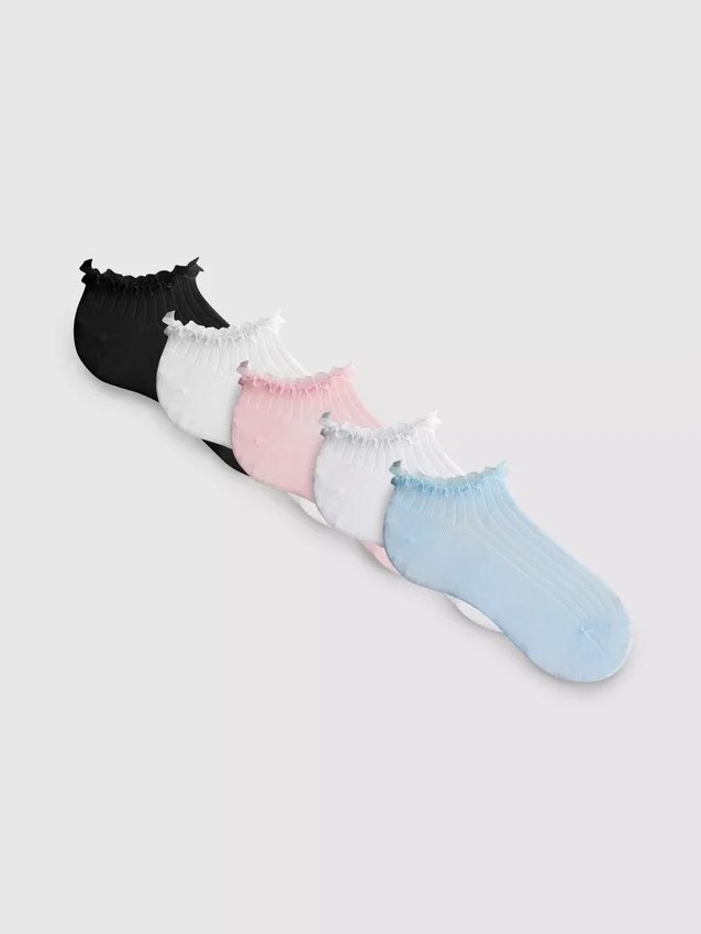 5pk tulle trim sneaker socks