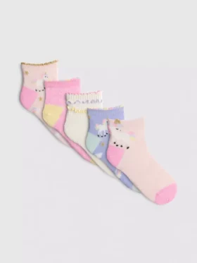 5pk unicorn graphic quarter socks