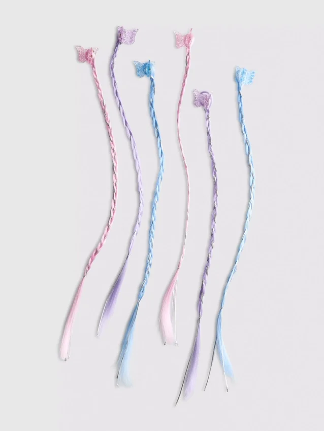 6pk butterfly braid hair clips