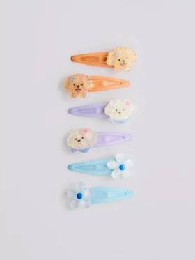 6pk dog charm snap hair clips