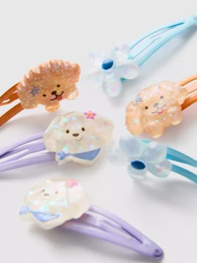 6pk dog charm snap hair clips