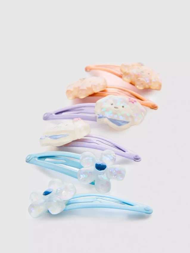 6pk dog charm snap hair clips
