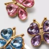 6pk faux gem butterfly snap hair clips