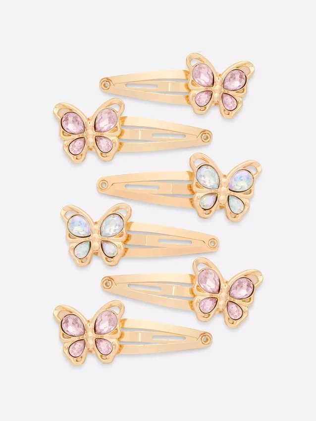 6pk faux gem snap hair clips