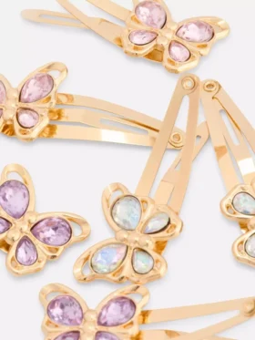 6pk faux gem snap hair clips