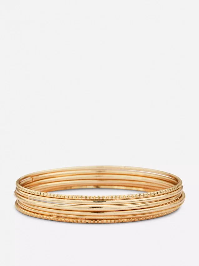 6pk polished metal bangles