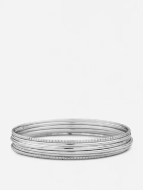 6pk polished metal bangles
