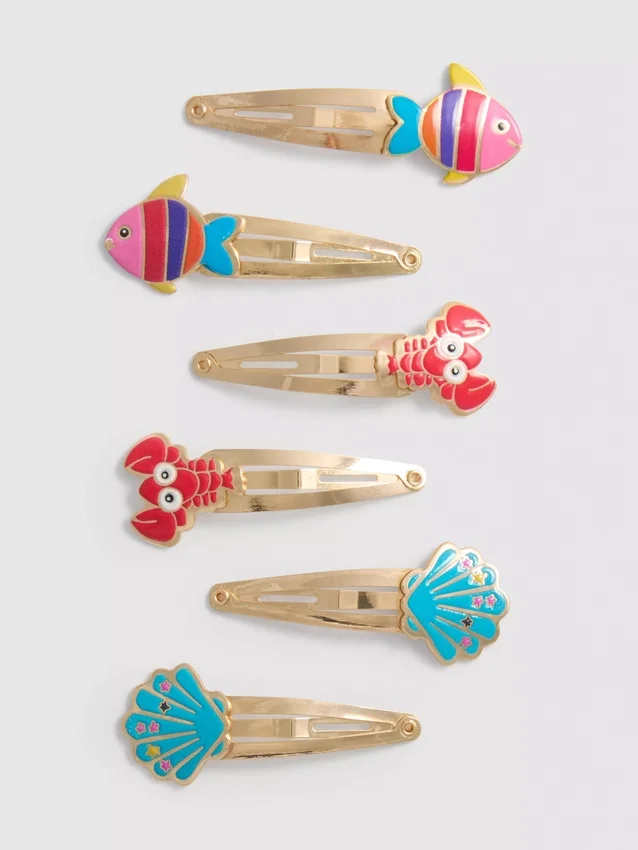 6pk sea snap hair clips