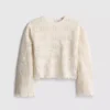 7-15yrs | crochet scallop-trim long-sleeve top