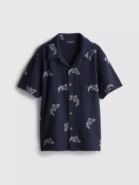 7-15yrs | embroidered button-up shirt