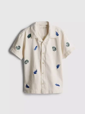 7-15yrs | embroidered button-up shirt
