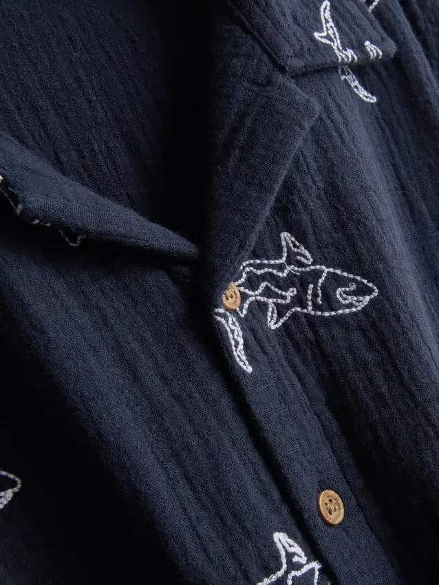 7-15yrs | embroidered button-up shirt