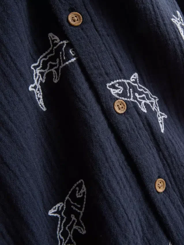 7-15yrs | embroidered button-up shirt