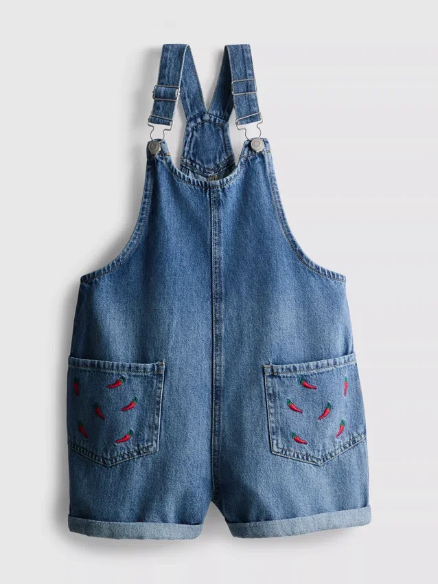 7-15yrs | embroidered denim dungarees