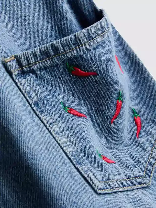 7-15yrs | embroidered denim dungarees