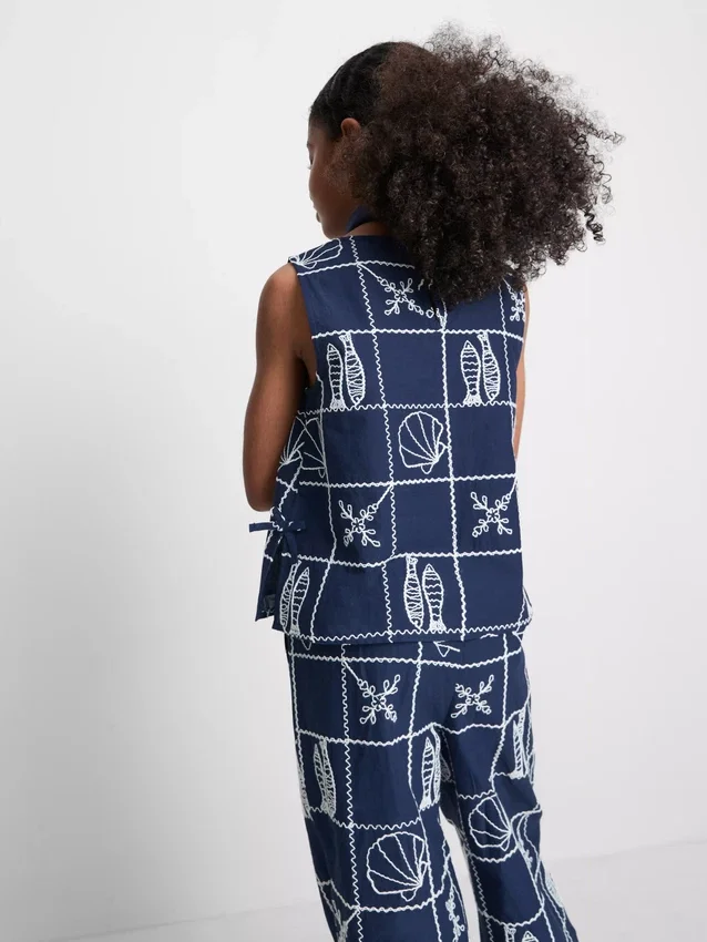 7-15yrs | embroidered sleeveless blouse