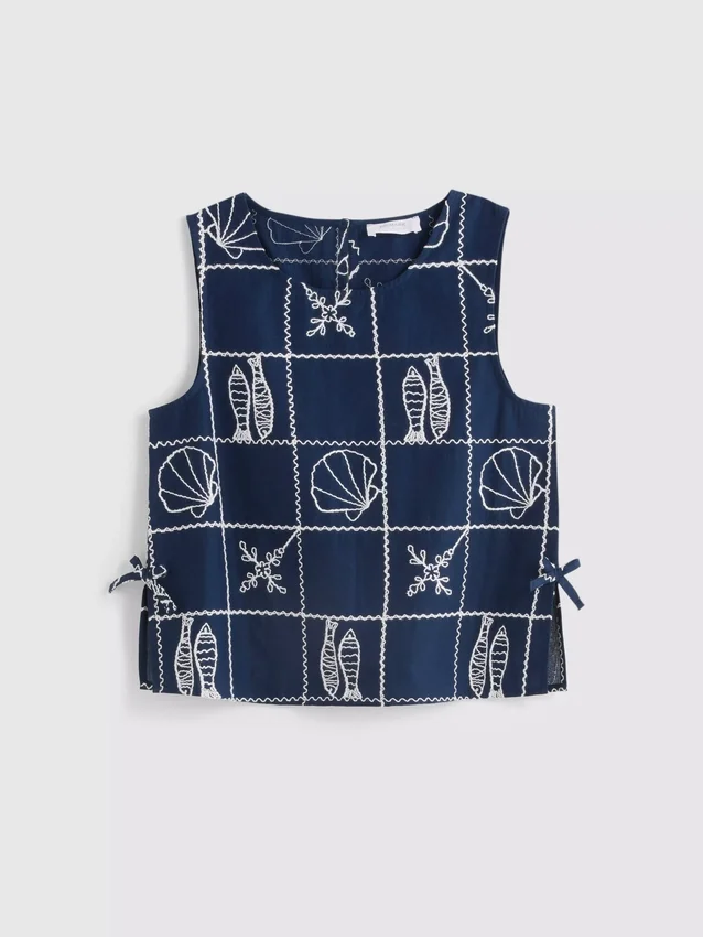 7-15yrs | embroidered sleeveless blouse