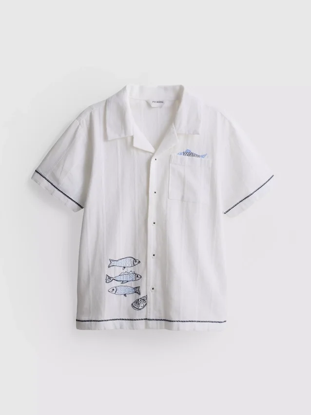 7-15yrs | fish embroidered shirt
