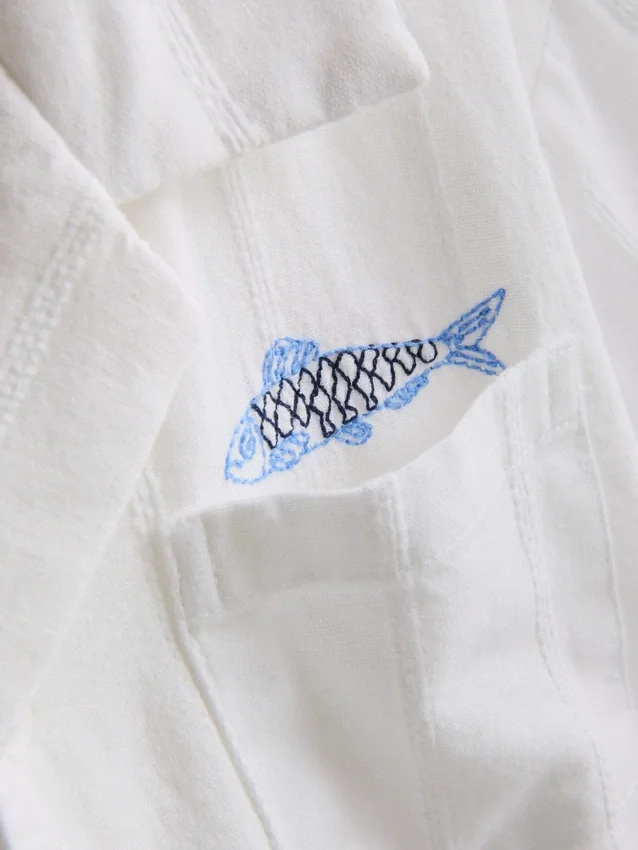 7-15yrs | fish embroidered shirt