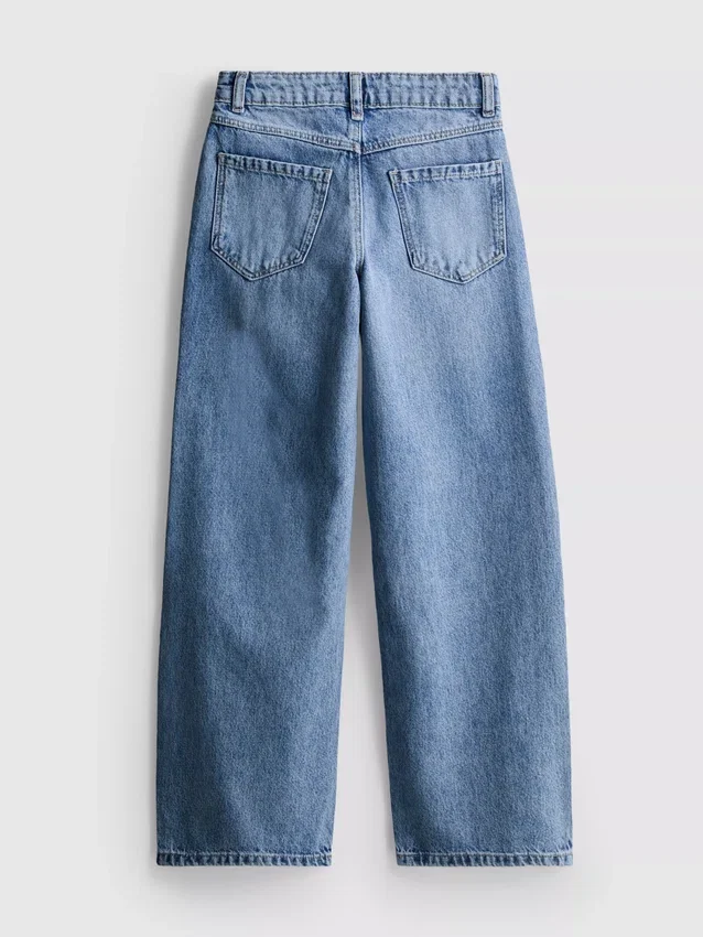 7-15yrs | floral bow embroidered wide leg jeans