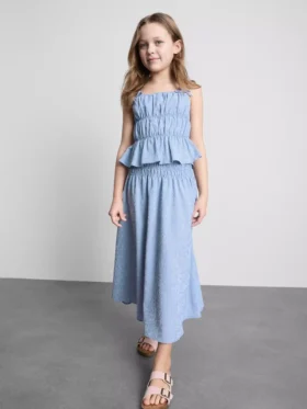 7-15yrs | gingham check midi skirt