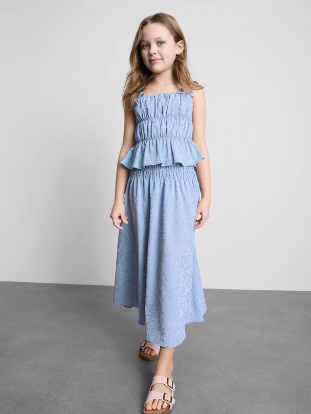 7-15yrs | gingham check midi skirt
