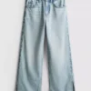 7-15yrs | hem split wide leg jeans