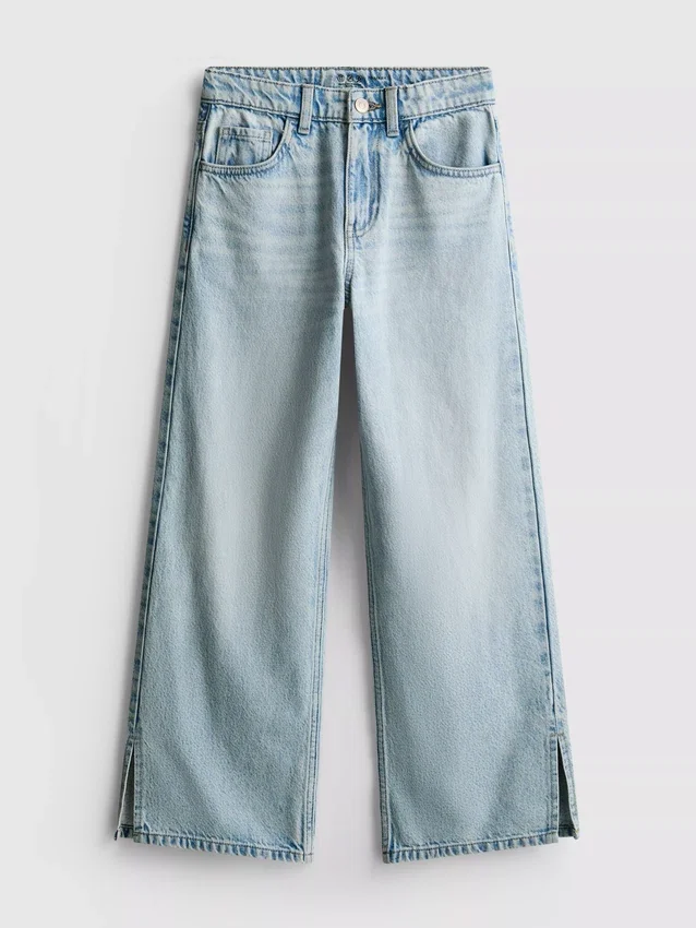 7-15yrs | hem split wide leg jeans