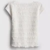 7-15yrs | lace-trim crinkle cap-sleeve blouse