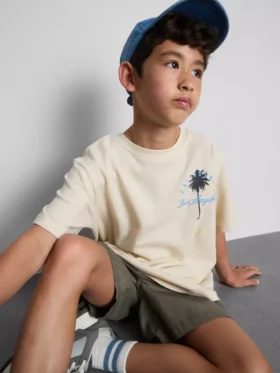 7-15yrs | palm tree graphic textured t-shirt