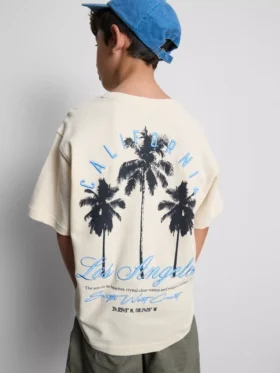 7-15yrs | palm tree graphic textured t-shirt