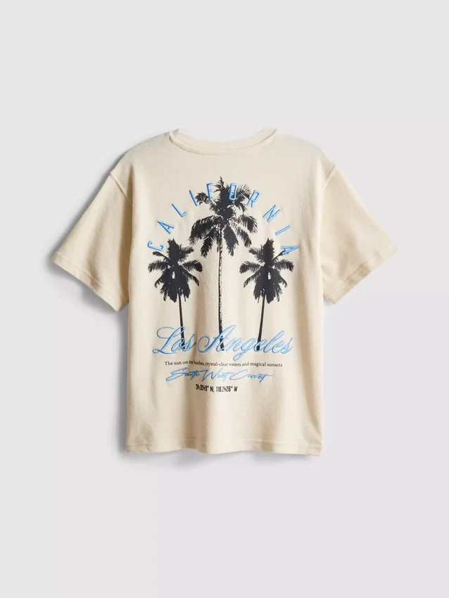7-15yrs | palm tree graphic textured t-shirt