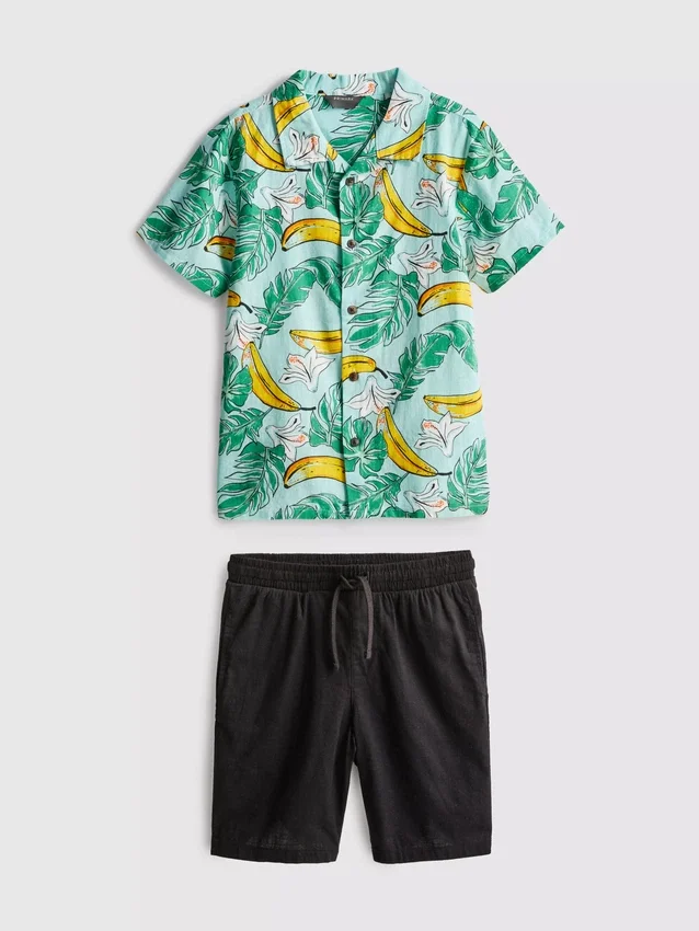 7-15yrs | printed shirt and shorts set