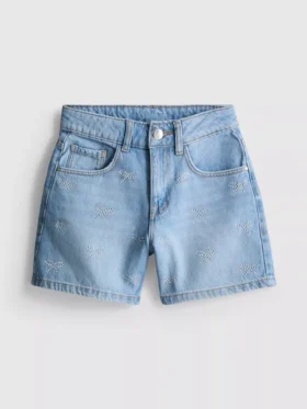 7-15yrs | rhinestone bow denim shorts
