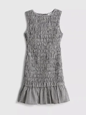 7-15yrs | shirred gingham sleeveless dress