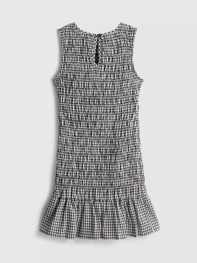 7-15yrs | shirred gingham sleeveless dress