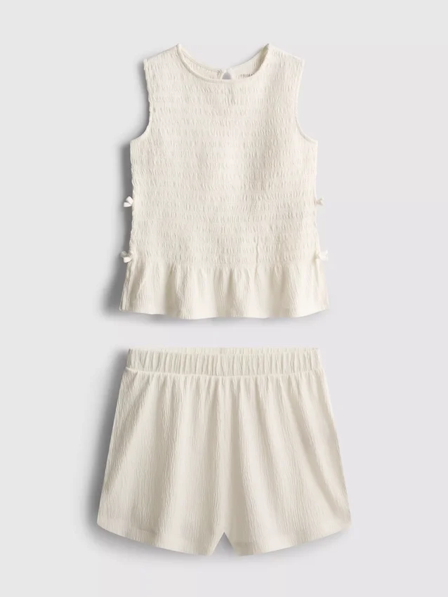 7-15yrs | shirred sleeveless top and shorts set