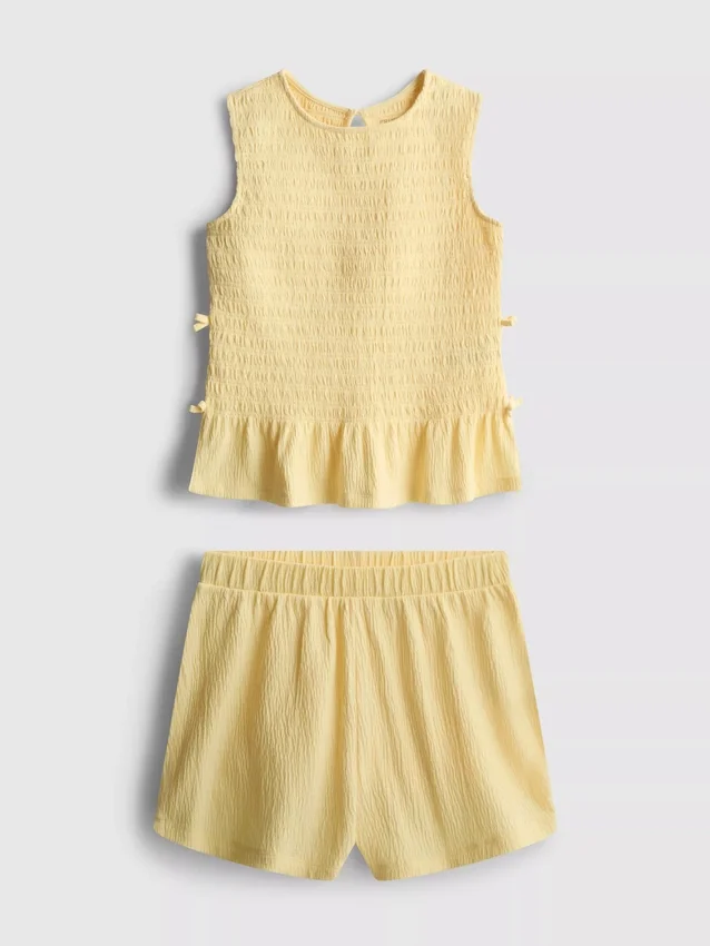 7-15yrs | shirred sleeveless top and shorts set