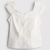 7-15yrs | shirred square neck blouse