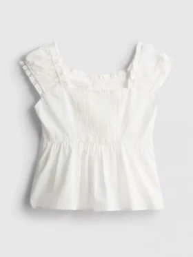 7-15yrs | shirred square neck blouse
