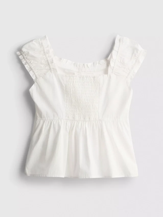 7-15yrs | shirred square neck blouse