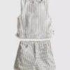7-15yrs | stripe denim sleeveless top and shorts set